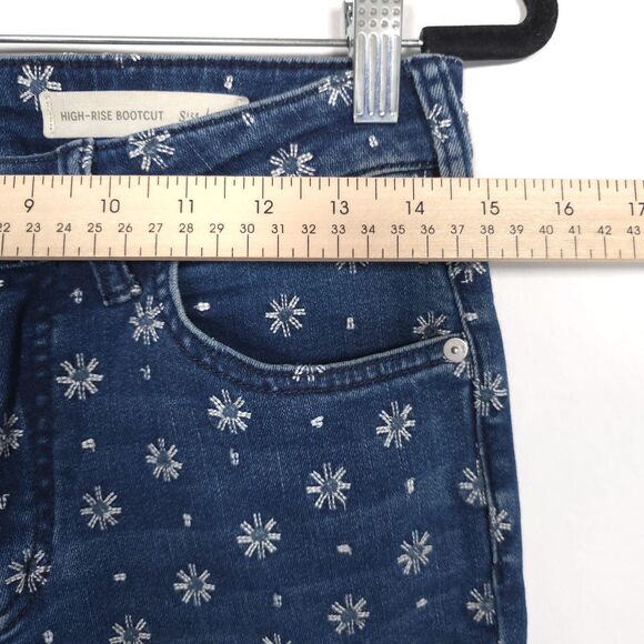 PILCRO ANTROPOLOGIE High Rise Bootcut Jeans Floral Print Blue Size 28 - Picture 7 of 14